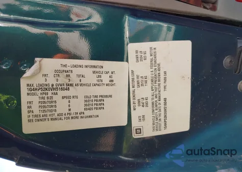 1997 Buick Lesabre Custom from USA, damaged, VIN 1G4HP52K0VH516048